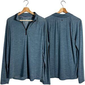 01.ALGO Merino Wool 1/4 Zip Pullover Men's Large Blue Base Layer Active Outdoor